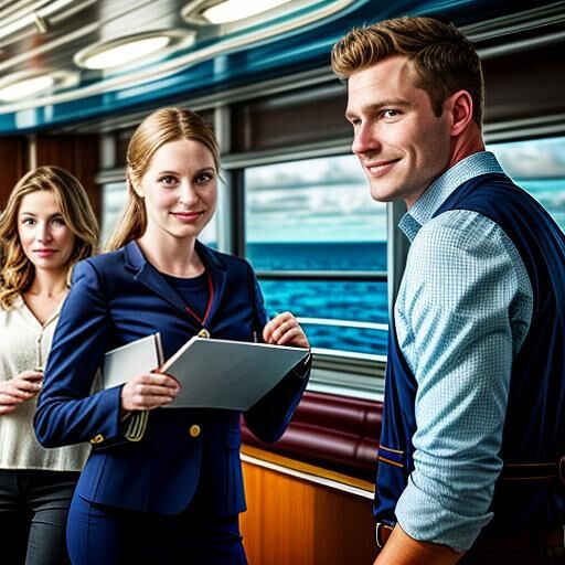 A nurse taking details from a passenger on board a cruise ship.